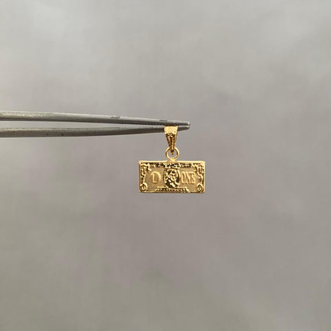 DIJE PLACA DOLAR ORO AMARILLO 18K 0,60 GR / 1 CM