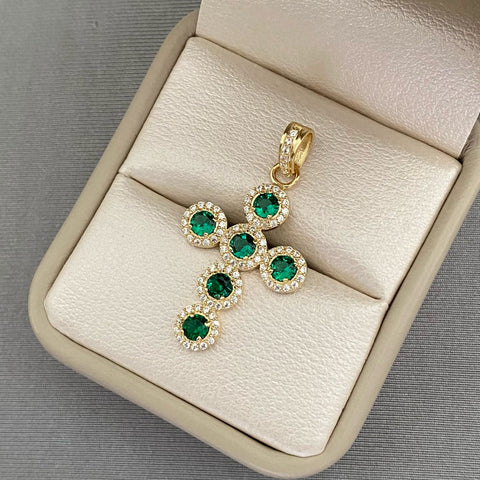 Dije cruz casting verde Oro amarillo 18k 3,3 Gr / 3,5 Cm