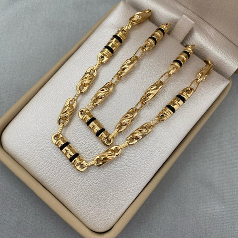 Cadena rustica barriles lisos y entorchados Oro amarillo 18k 18,85 Gr / 5 mm / 60 Cm Broche 0,80
