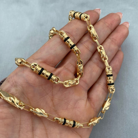 Cadena rustica barriles lisos y entorchados Oro amarillo 18k 18,85 Gr / 5 mm / 60 Cm Broche 0,80