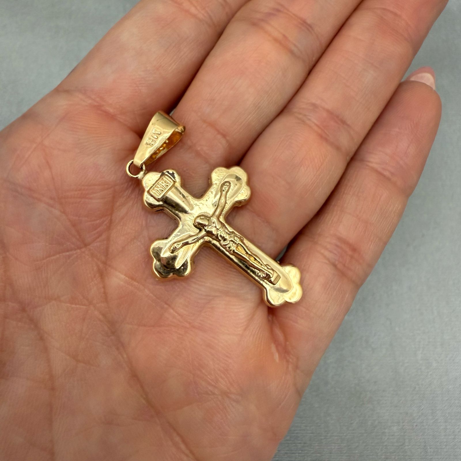 Dije cruz cristo liso Oro amarillo 18k 1,9 Gr / 4 Cm
