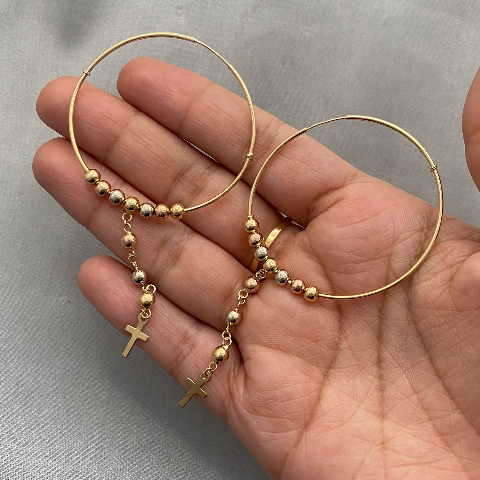 Candonga rosario Tres oros 18k 6,05 Gr / 4,5 Cm