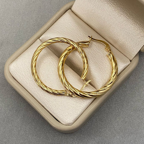 Candonga entorchada lisa Oro amarillo 18k 3,15 Gr / 3,2 Cm
