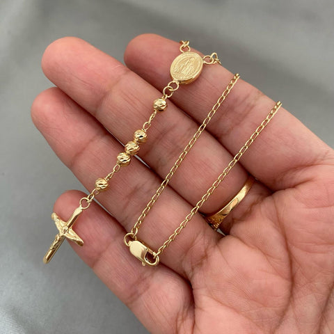 Rosario virgen milagrosa balines diamantados #4 Oro amarillo 18k +2 / 9,45 Gr / 55 cm Broche 0,60