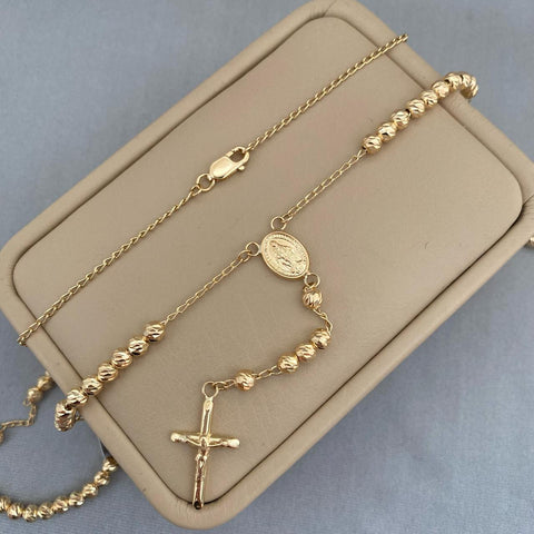 Rosario virgen milagrosa balines diamantados #4 Oro amarillo 18k +2 / 9,45 Gr / 55 cm Broche 0,60