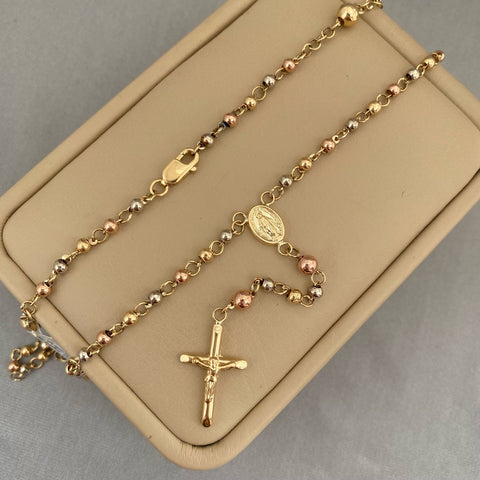 Rosario virgen milagrosa balines lisos #3 Tres oros 18k +2 / 8,40 Gr / 45 cm Broche 0,60