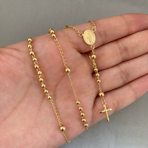 Rosario virgen milagrosa balines lisos #3 y #4 Oro amarillo 18k 9,55 Gr / 50 Cm  Broche 0,60