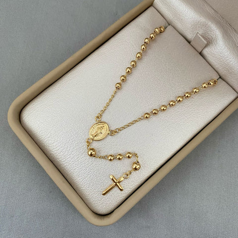 Rosario virgen milagrosa balines lisos #3 y #4 Oro amarillo 18k 9,55 Gr / 50 Cm  Broche 0,60