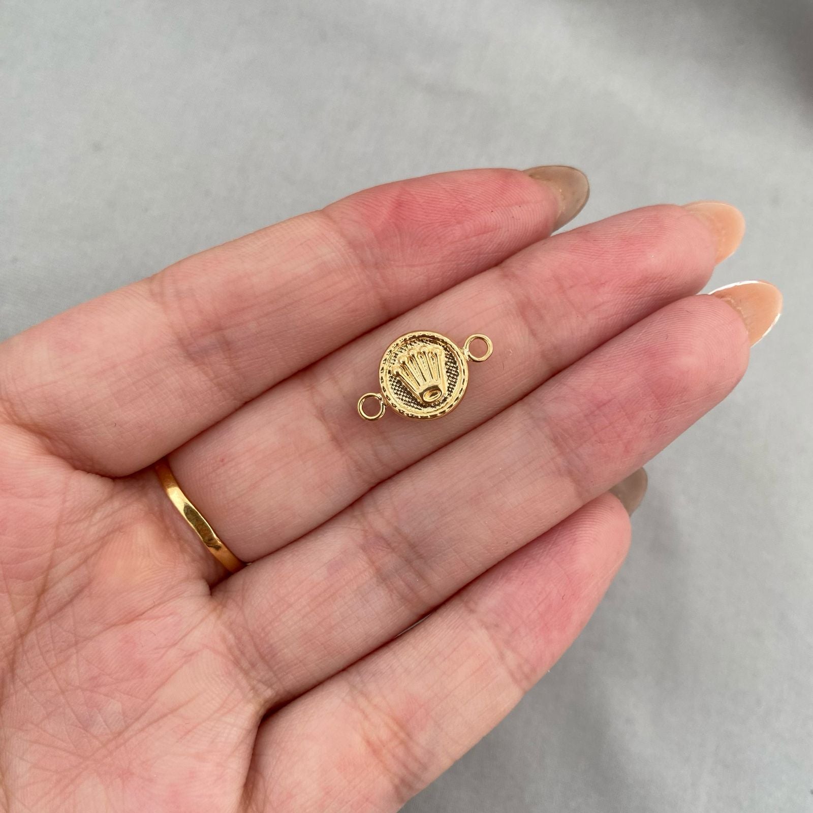 Herraje corona rx fondo diamantado Oro amarillo 18k 0,7 Gr / 1,0 Cm