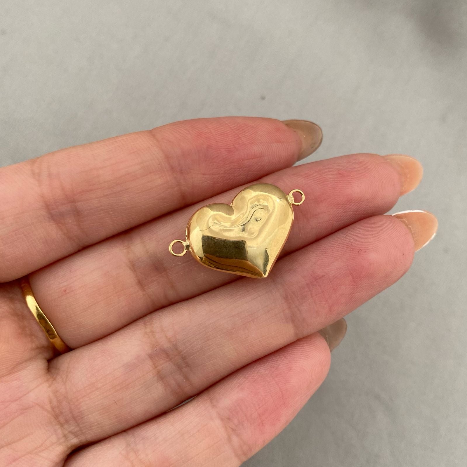 Herraje corazon inflado Oro amarillo 18k 1,1 Gr / 1,6 Cm
