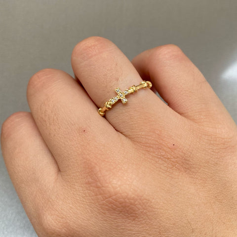Anillo cruz casting lateral grabado en x Oro amarillo 18k / Talla 6 3/4 / 1,85 Gr