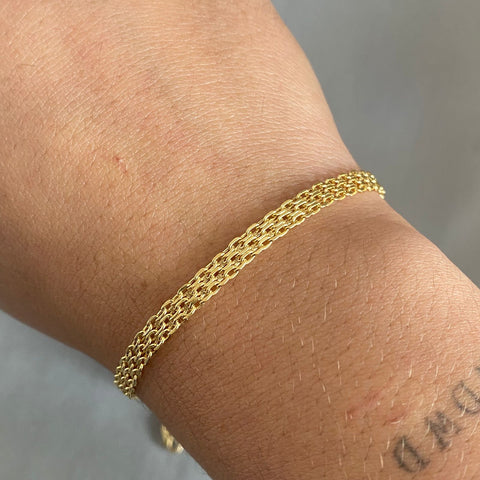 Pulso It chino doble carril Oro amarillo 18k +1 / 3,2 Gr / 4,1 mm / 18,5 Cm