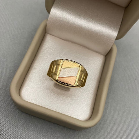 Anillo It cuadrado Tres oros 18k / Talla 10 3/4 / 3,4 Gr