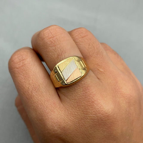 Anillo It cuadrado Tres oros 18k / Talla 10 3/4 / 3,4 Gr