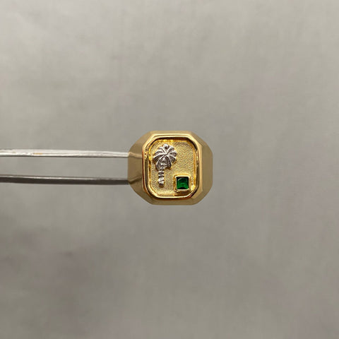Anillo palmera circon verde / Talla 9 / 3,55 Gr