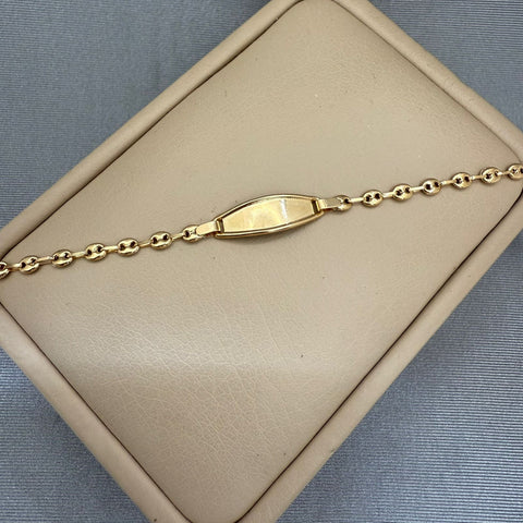 Pulso bebé tejido gc placa semi rectangular Oro amarillo 18k 1,65 Gr / 14 Cm  Broche 0,10