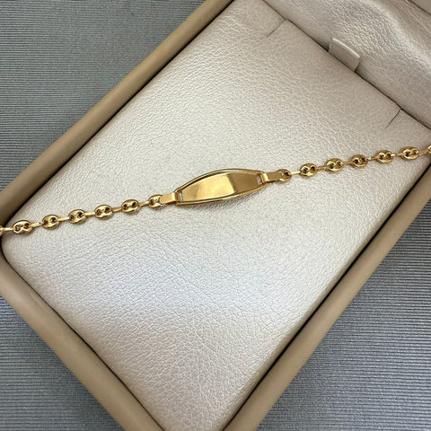 Pulso bebé tejido gc placa semi rectangular Oro amarillo 18k 1,65 Gr / 14 Cm  Broche 0,10