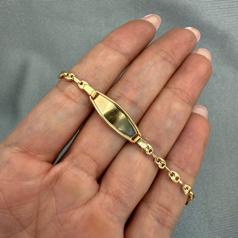Pulso bebé tejido gc placa semi rectangular Oro amarillo 18k 1,65 Gr / 14 Cm  Broche 0,10