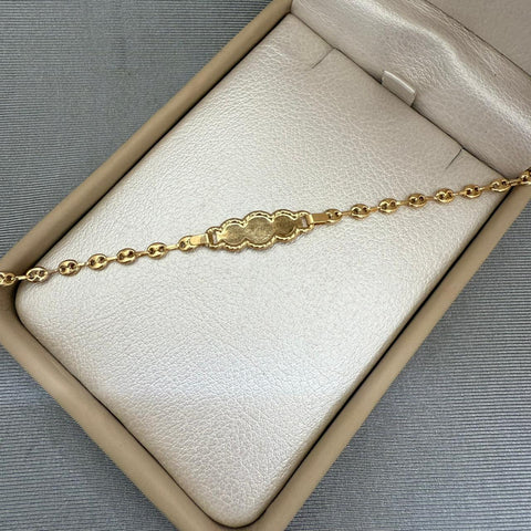 Pulso bebé placa nube borde diamantado Oro amarillo 18k 1,70 Gr / 14 Cm  Broche 0,15