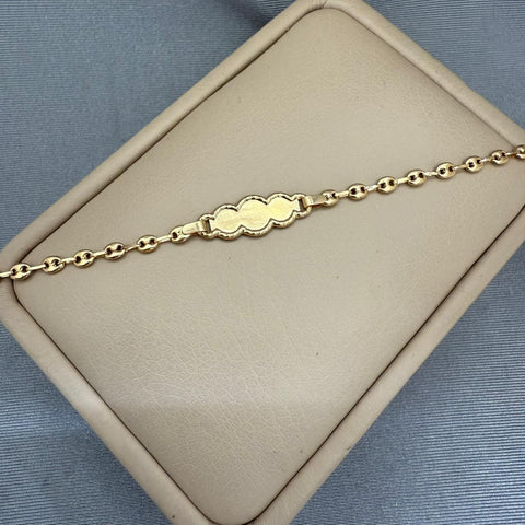 Pulso bebé placa nube borde diamantado Oro amarillo 18k 1,70 Gr / 14 Cm  Broche 0,15