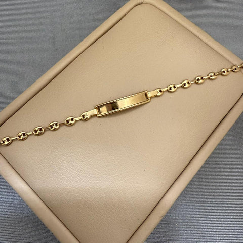 Pulso bebé tejido gc placa cuadrada borde diamantado Oro amarillo 18k 1,65 Gr / 14 Cm  Broche 0,10
