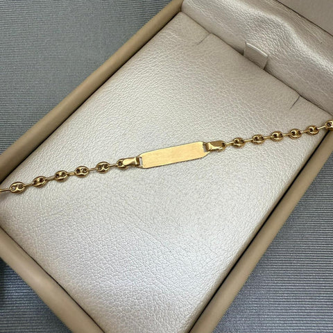 Pulso bebé placa rectangular lisa Oro amarillo 18k 1,60 Gr / 14 Cm  Broche 0,15