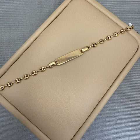 Pulso bebé placa rectangular lisa Oro amarillo 18k 1,60 Gr / 14 Cm  Broche 0,15