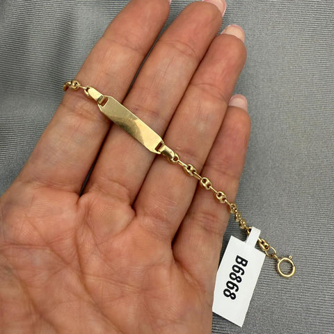 Pulso bebé placa rectangular lisa Oro amarillo 18k 1,60 Gr / 14 Cm  Broche 0,15