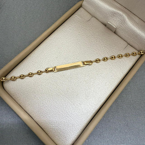 Pulso bebé placa cuadrada lisa Oro amarillo 18k 1,55 Gr / 14 Cm  Broche 0,10