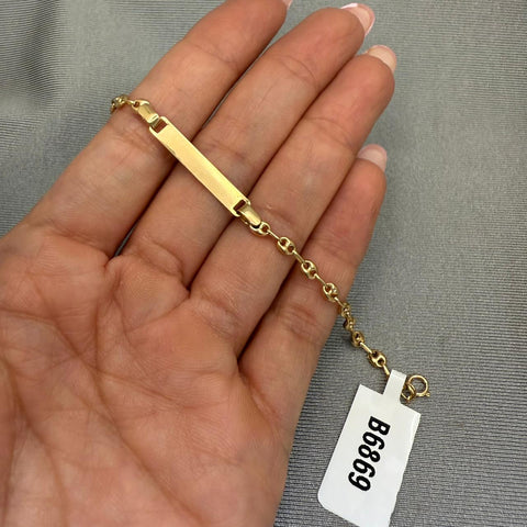 Pulso bebé placa cuadrada lisa Oro amarillo 18k 1,55 Gr / 14 Cm  Broche 0,10
