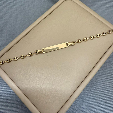 Pulso bebé placa cuadrada lisa Oro amarillo 18k 1,55 Gr / 14 Cm  Broche 0,10