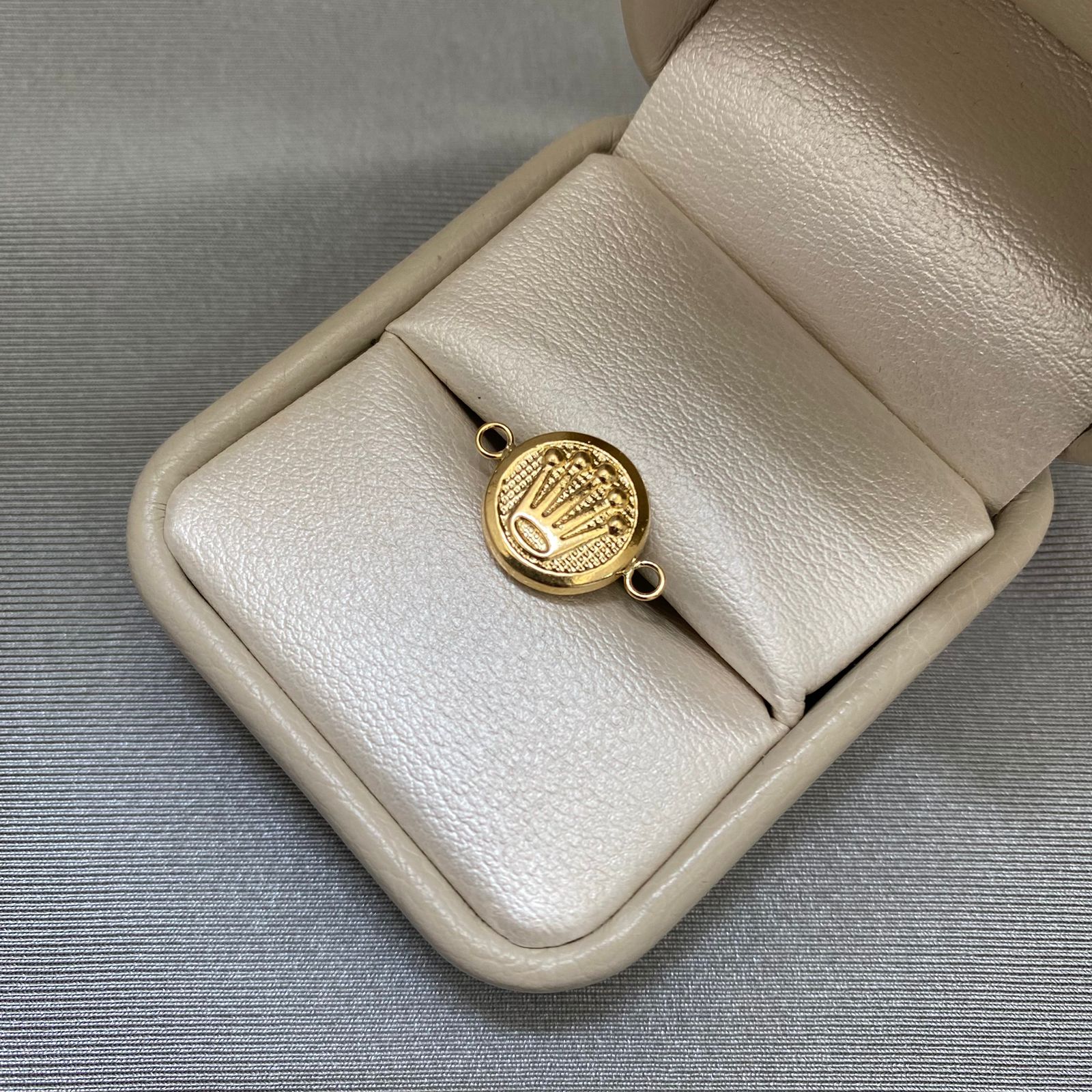 Herraje corona rx fondo diamanatdo Oro amarillo 18k 1,0 Gr / 1,2 Cm