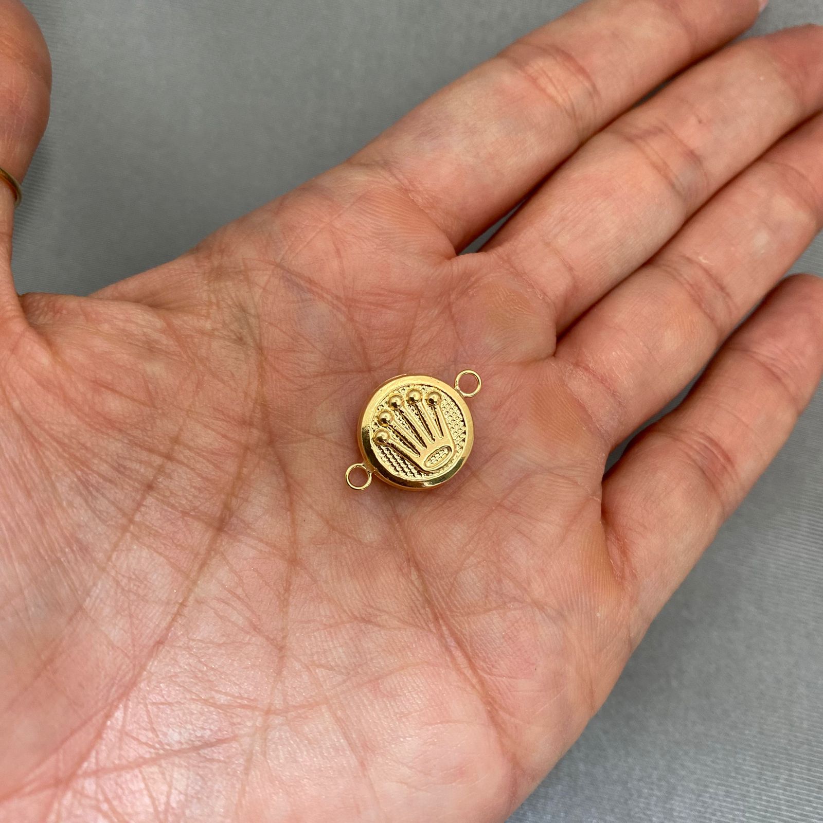 Herraje corona rx fondo diamanatdo Oro amarillo 18k 1,0 Gr / 1,2 Cm