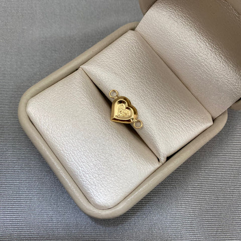 Herraje corazon centro diamantado Oro amarillo 18k 0,45 Gr / 1,0 Cm