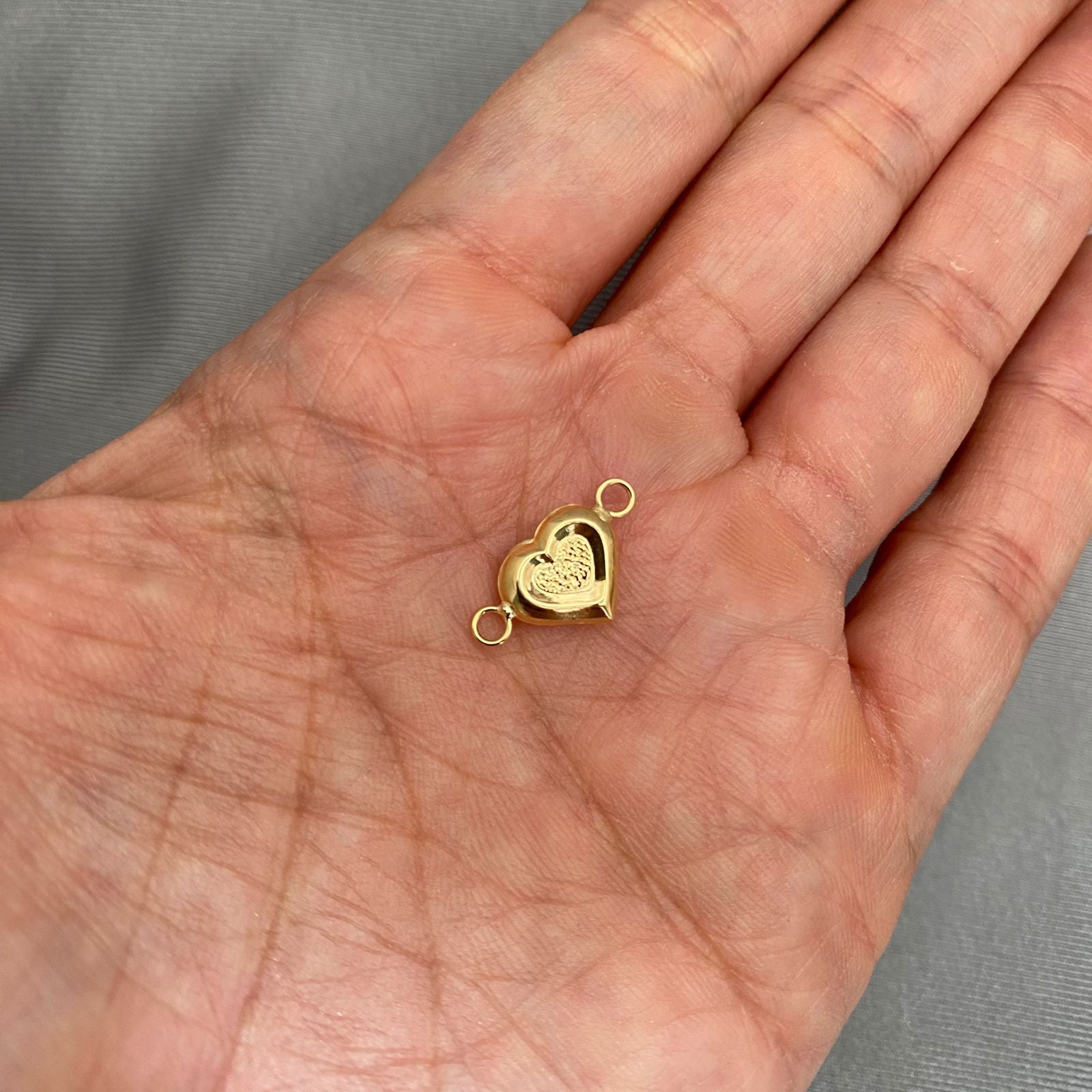 Herraje corazon centro diamantado Oro amarillo 18k 0,45 Gr / 1,0 Cm
