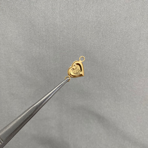 Herraje corazon centro diamantado Oro amarillo 18k 0,45 Gr / 1,0 Cm