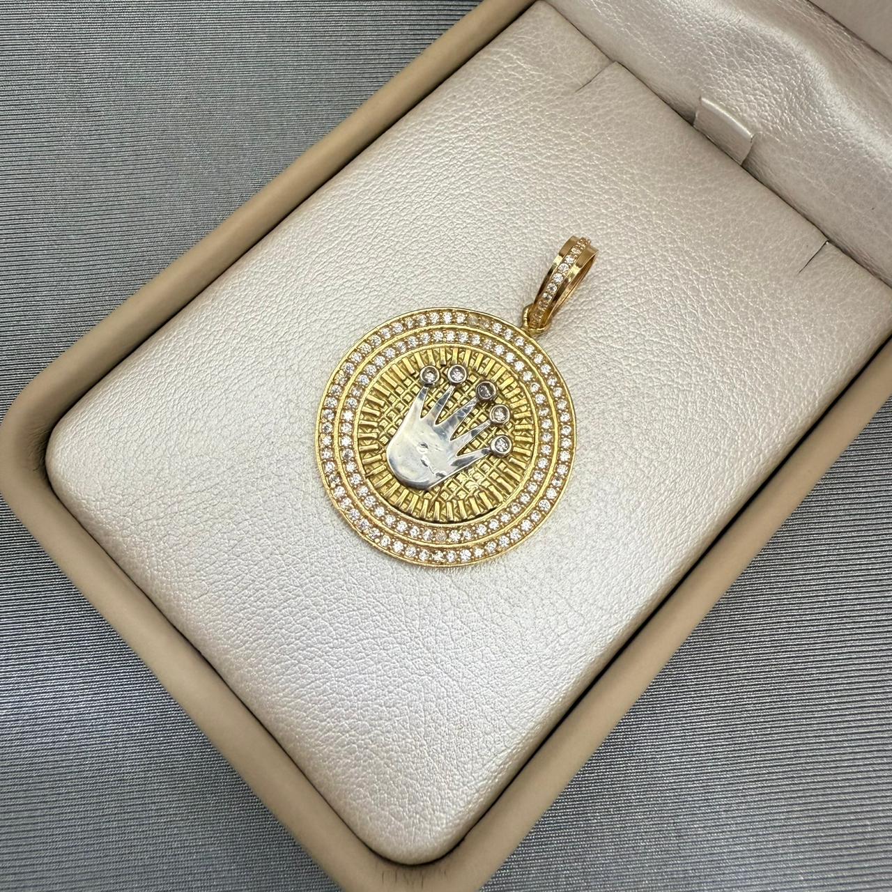 Dije redondo corona rx casting Oro amarillo 18k 11,2 Gr / 4,0 Cm