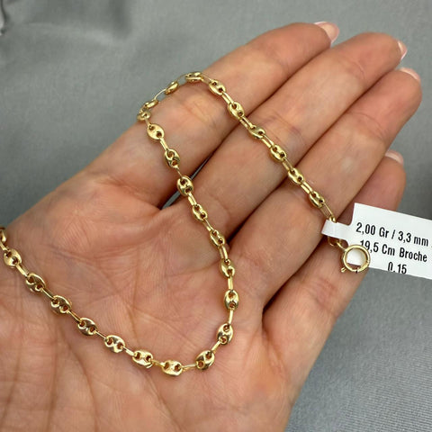 Pulso baby gc Oro amarillo 18k 2,15 Gr / 3,35 mm / 19,5 Cm Broche 0,15
