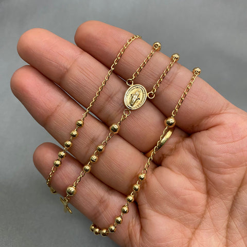 Rosario virgen milagrosa balines lisos #3 y #4 Oro amarillo 18k +1 / 9,40 Gr / 55 cm Broche 0,60