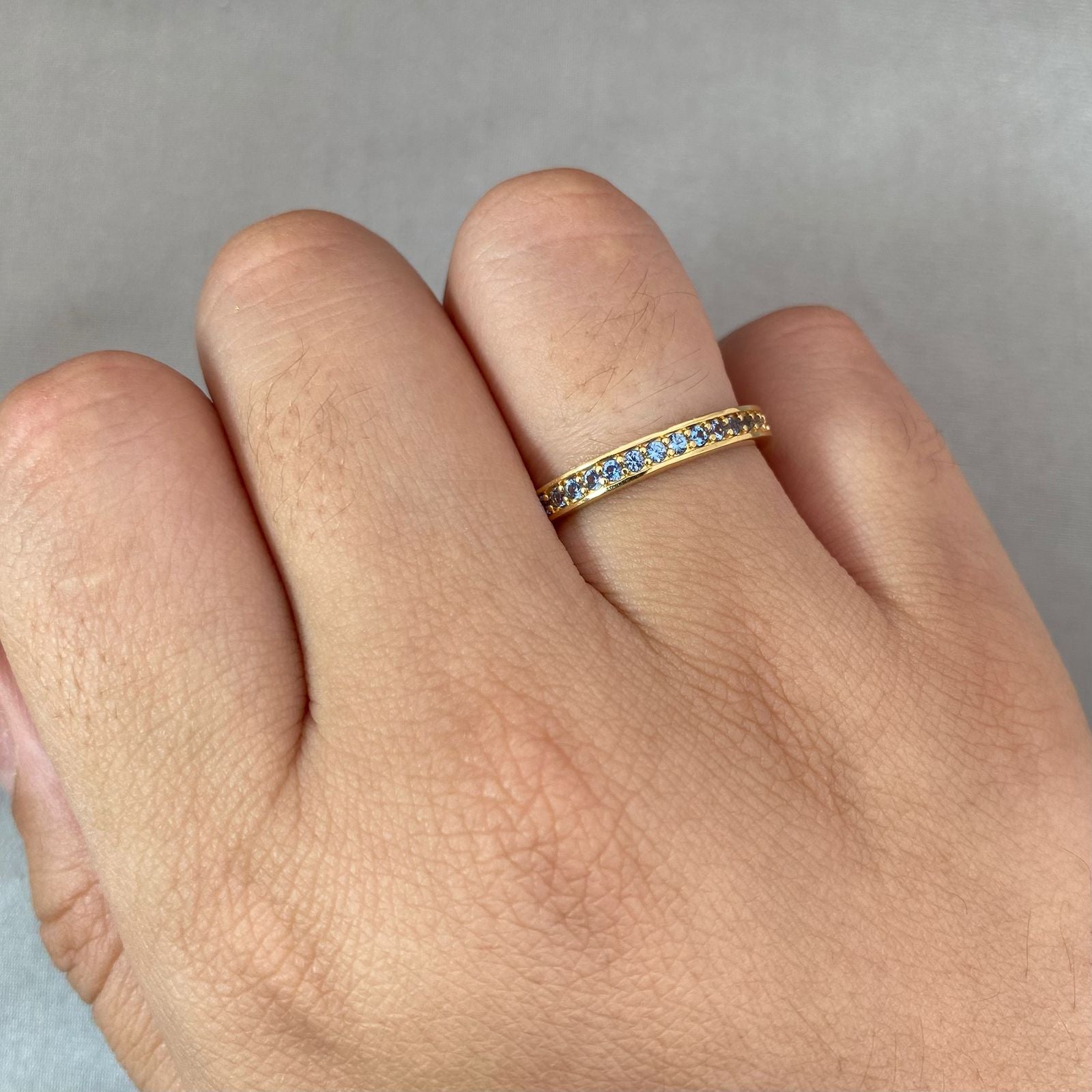 Anillo casting azul Oro amarillo 18k / Talla 7 3/4 / 2,6 Gr