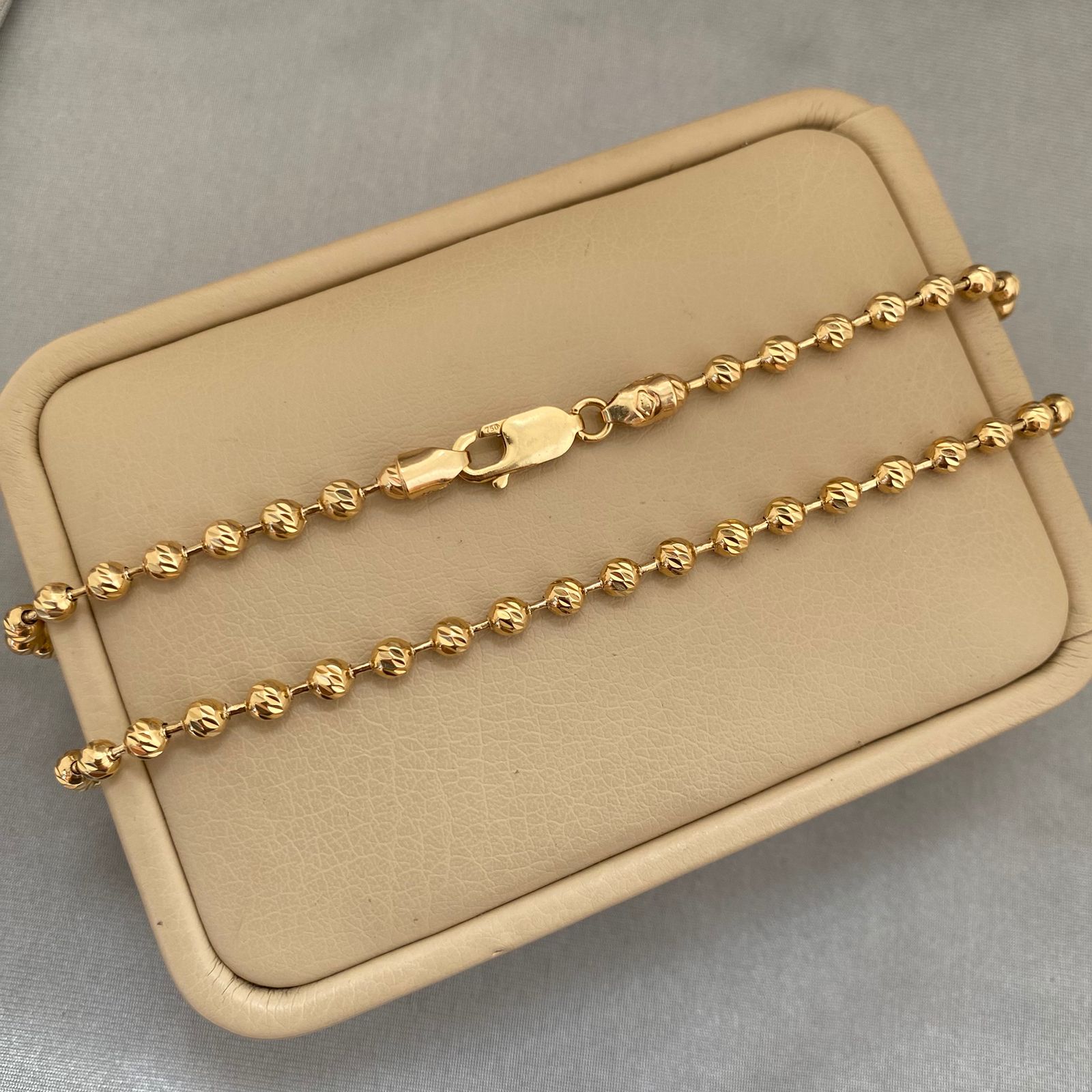 Cadena militar balin diamantado #4 Oro amarillo 18k 19,75 Gr / 50 Cm  Broche 1,00