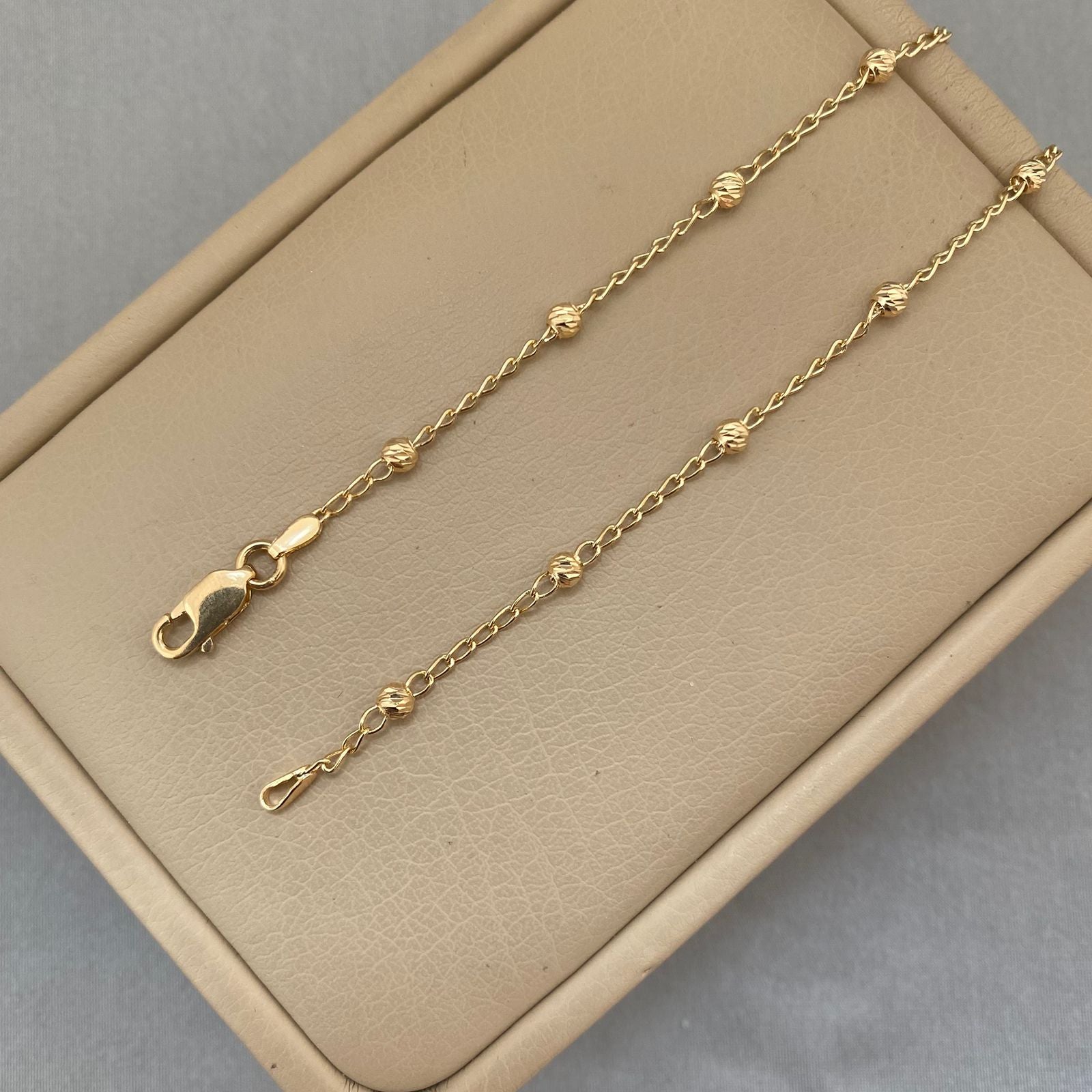 Pulso balines diamantados Oro amarillo 18k +1 / 2,45 Gr / 3,0 mm / 19 Cm Broche 0,60