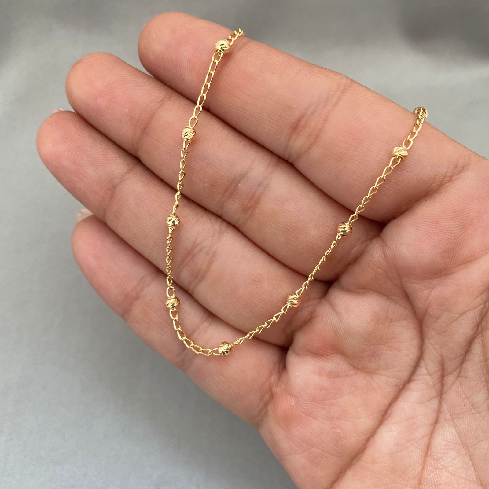 Pulso balines diamantados Oro amarillo 18k +1 / 2,45 Gr / 3,0 mm / 19 Cm Broche 0,60