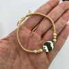 Pulsera tejida herraje placa redonda balines diamantados #4 Oro amarillo 18k / 1,35 Gr