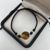 Pulsera tejida herraje placa redonda balines diamantados #4 Oro amarillo 18k / 1,35 Gr