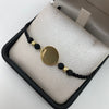 Pulsera tejida herraje placa redonda balines diamantados #4 Oro amarillo 18k / 1,35 Gr