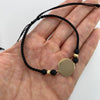 Pulsera tejida herraje placa redonda balines diamantados #4 Oro amarillo 18k / 1,35 Gr