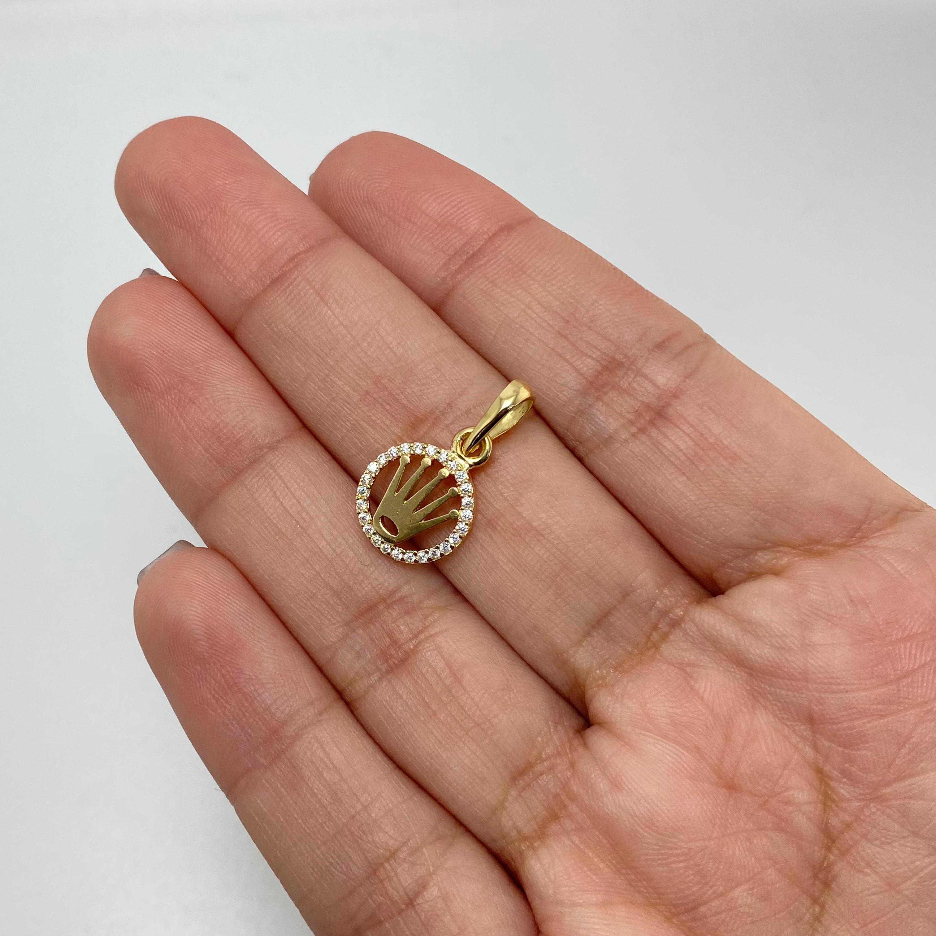 Dije redondo corona rx casting Oro amarillo 18k 1,3 Gr / 2,0 Cm