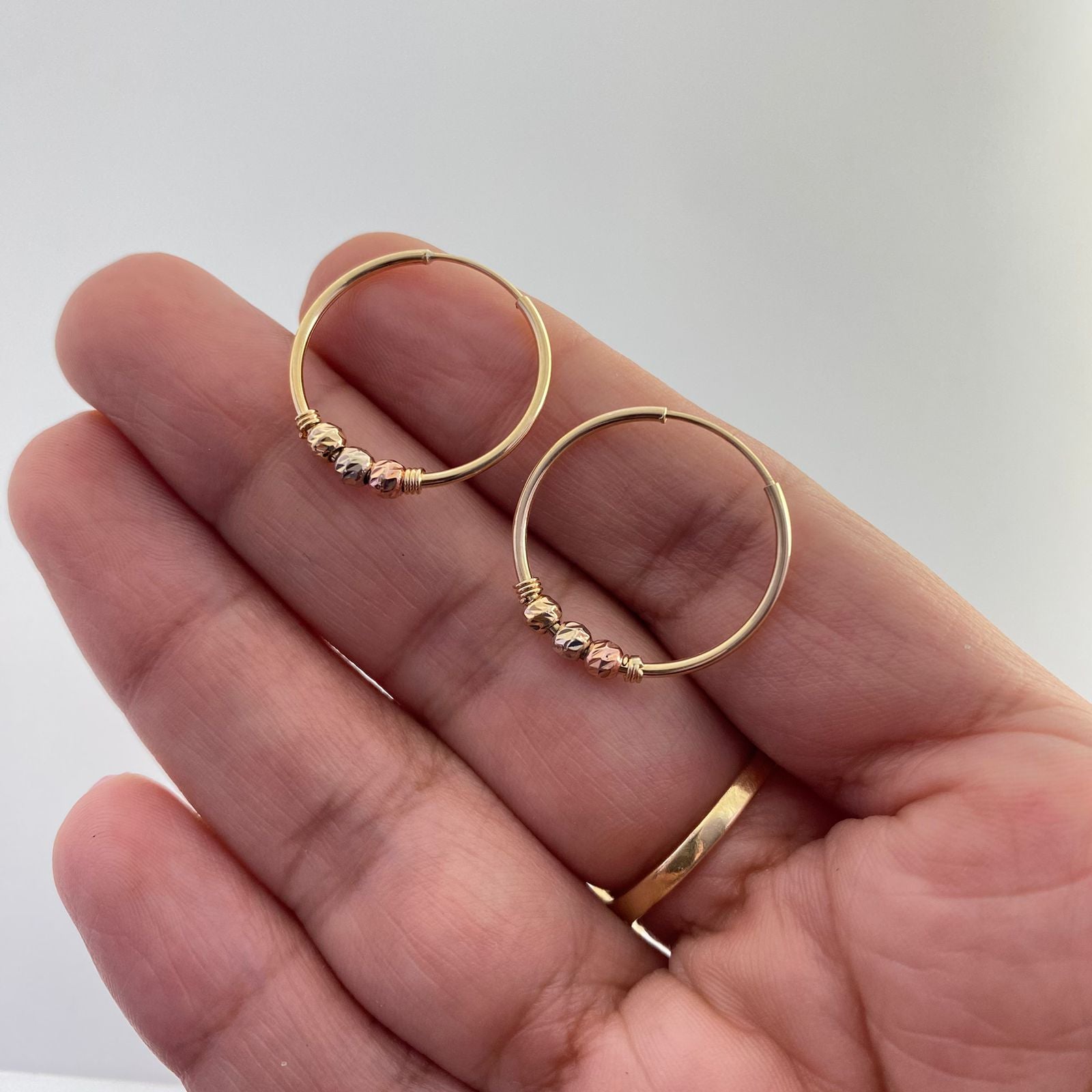 Candonga imperdible balines diamantados Tres oros 18k 1,5 Gr / 3,0 Cm