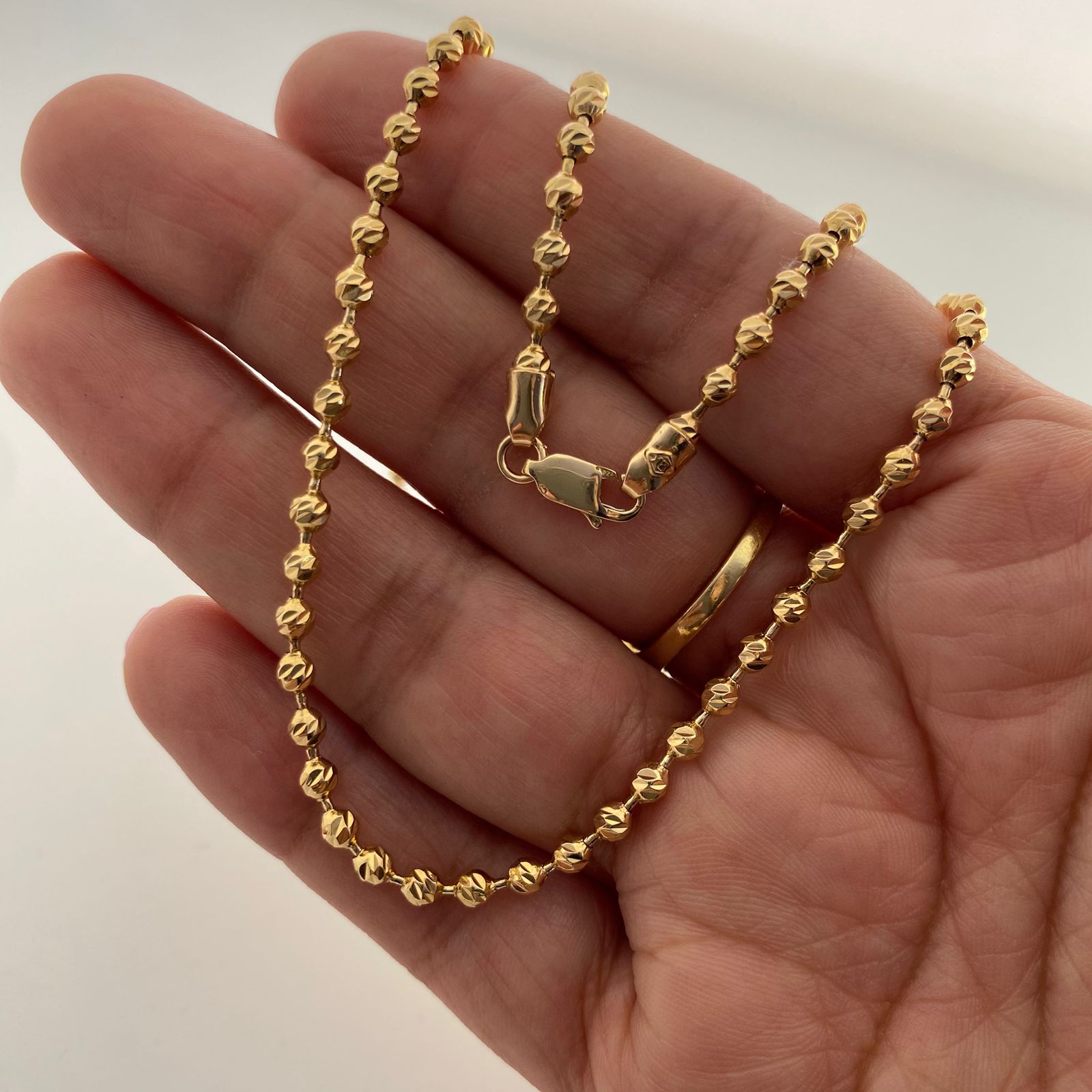 Cadena militar balin diamantado #3 Oro amarillo 18k +1 / 18,15 Gr / 63 cm Broche 0,60